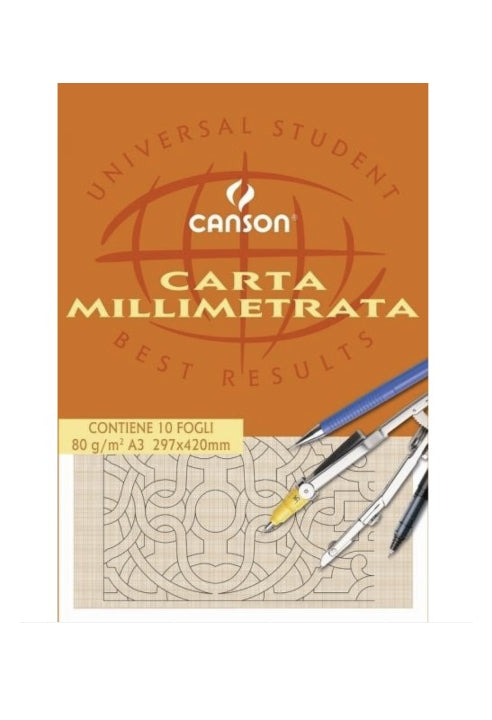 Blocco Carta A3 Millimetrata Canson 80gr 10fg