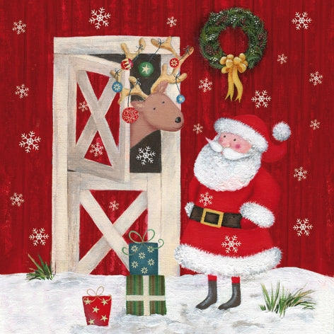 Tovaglioli Babbo Natale Con Renna 20pz