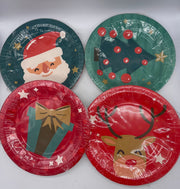 Piatti Di Carta Natalizi Piani Con Raffigurazioni Di Natale 18CM 10PZ
