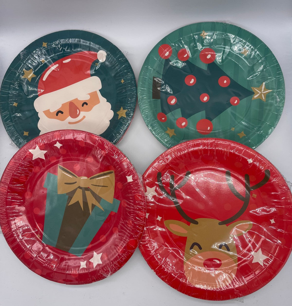 Piatti Di Carta Natalizi Piani Con Raffigurazioni Di Natale 18CM 10PZ