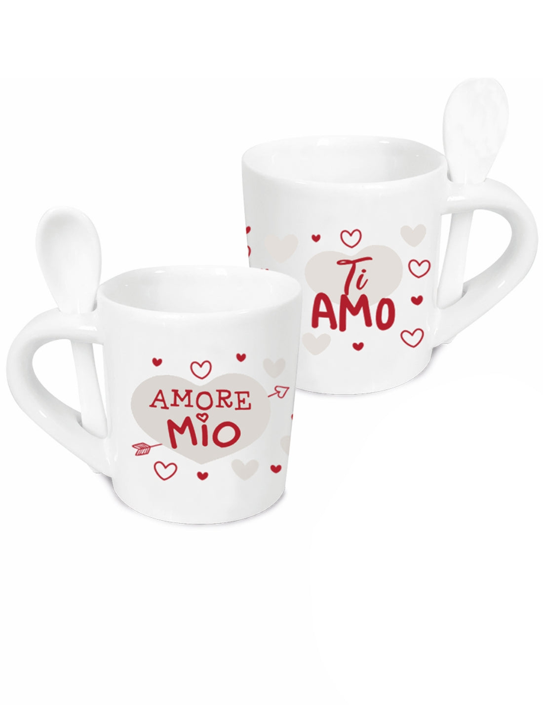 Set 2 Tazzine Da Caffè Dedica San Valentino Con Cucchiaino