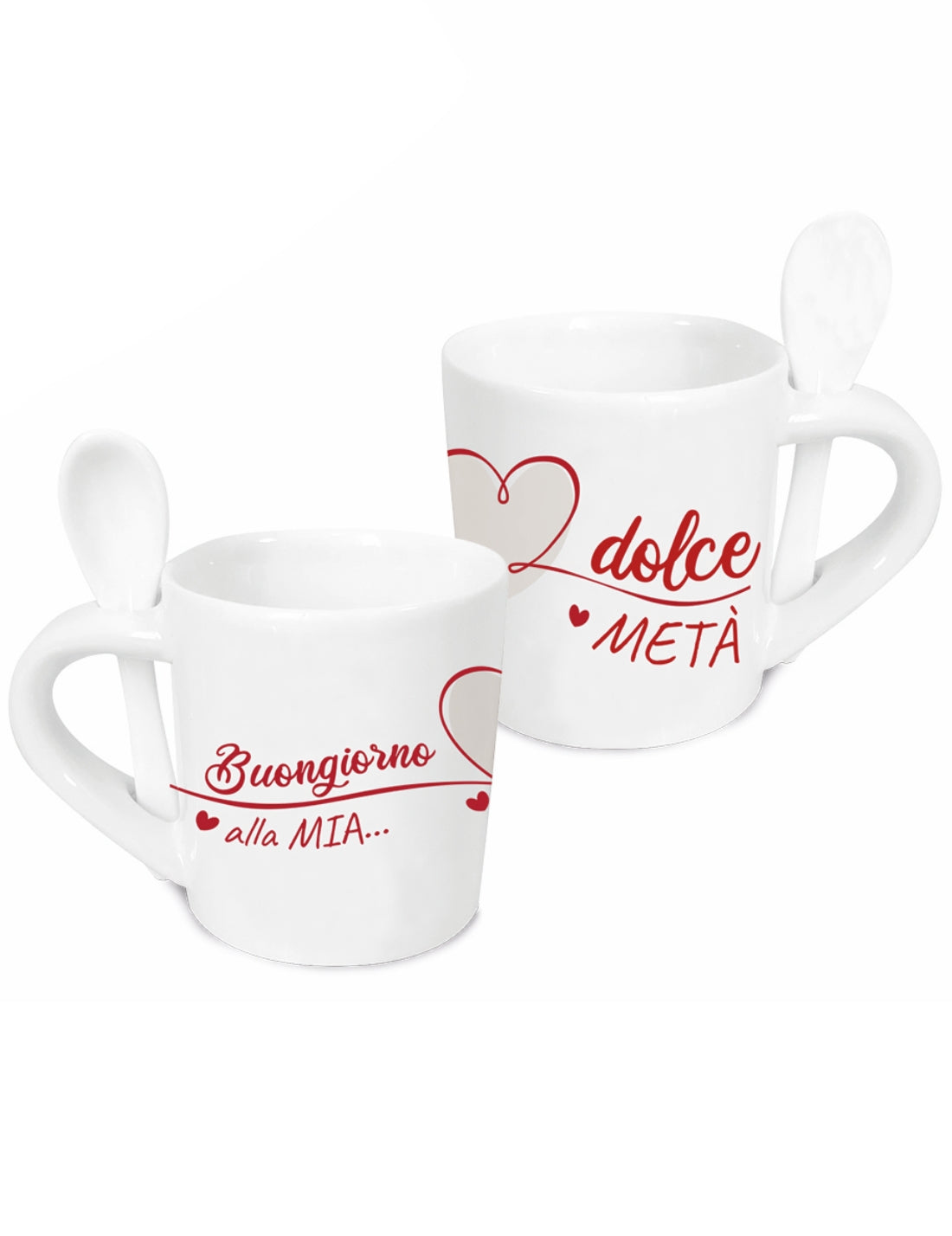 Set 2 Tazzine Da Caffè Dedica San Valentino Con Cucchiaino