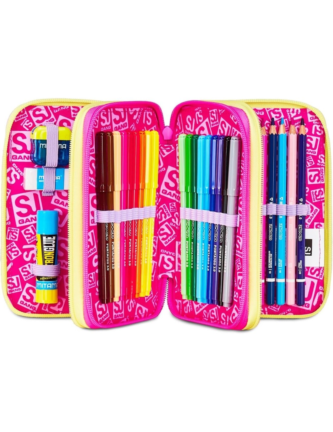 Astuccio Completo 3 Zip Seven Sj Gang Game Led Girl