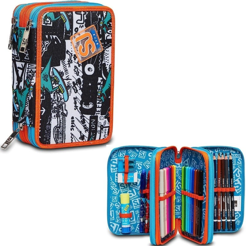 Astuccio Completo 3 Zip Sj Gang Primino Boy Dino
