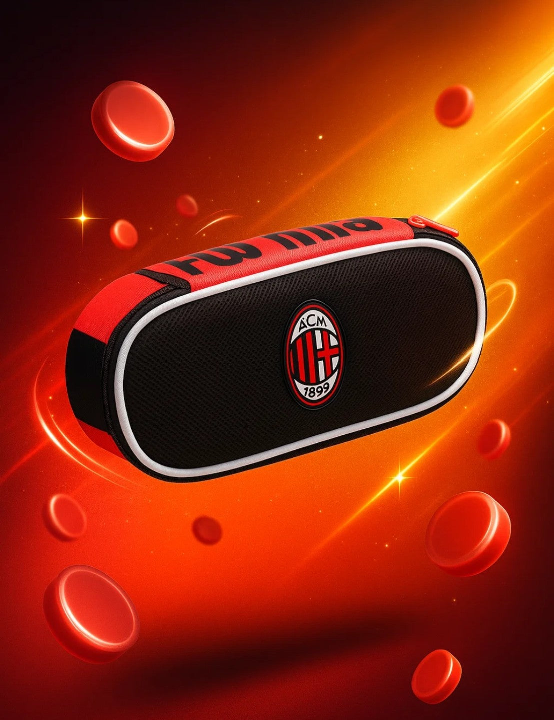 Astuccio Portapenne Ovale Seven Round Plus Milan Kick And Score