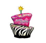 Palloncino Metalfoil Happy Birthday Torta Rosa 41" 104cm