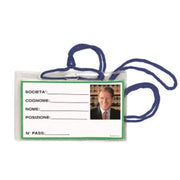 Set 100pz Porta Badge Lebez Laccio Rosso 10,5x6,7cm