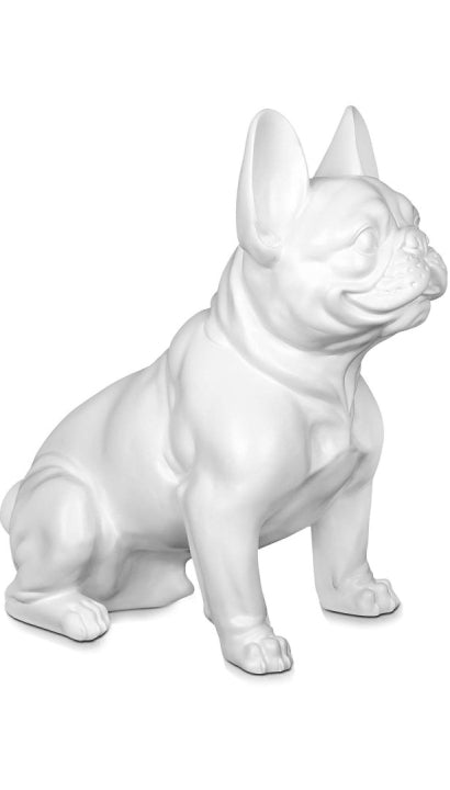 Salvadanaio In Ceramica Bulldog Francese In Ceramica Bianco Lucido