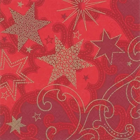 Tovaglioli Di Carta Natalizi Con Stelle Rosse 33CM 20Pz
