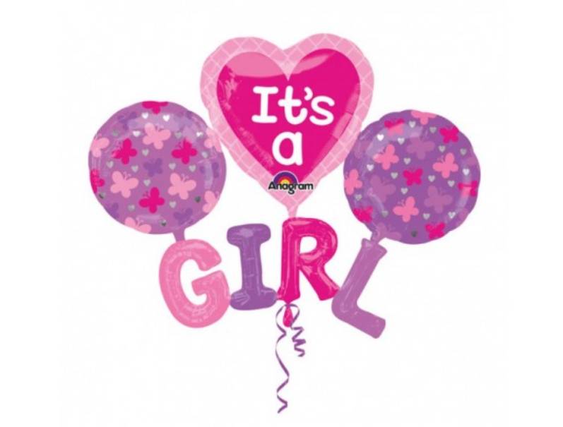 Palloncino Metalfoil "It's a Girl" Rosa 51" 129cm