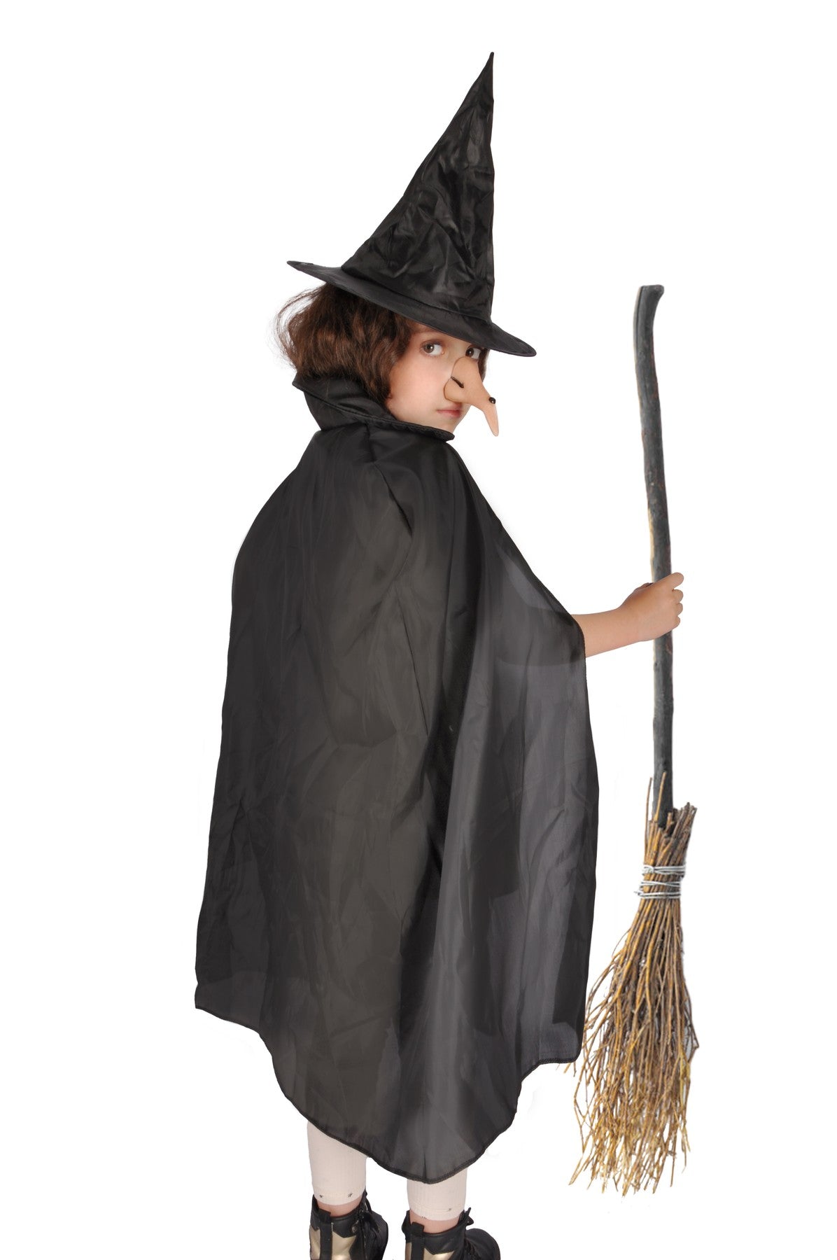 Kit Strega Con Mantello Cappello E Naso Accessori Halloween