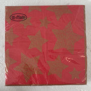 Tovaglioli Di Carta Natalizi Rossi Con Stelle Oro 33CM 20Pz.