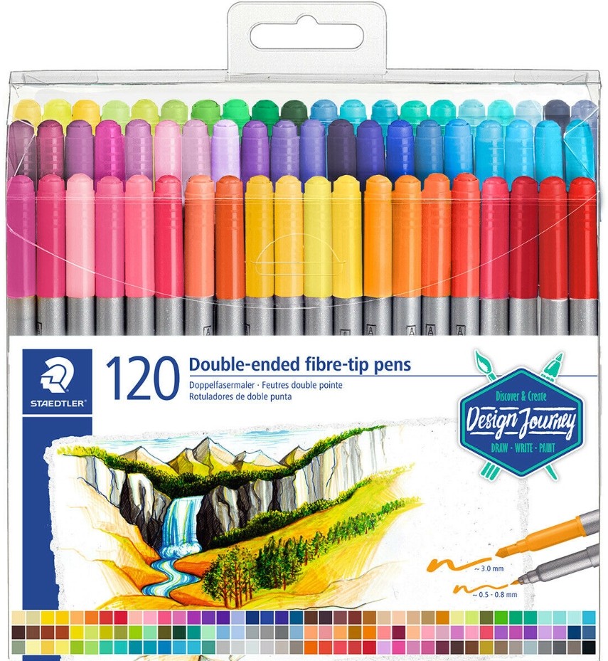 Pennarelli Fibra Sintetica Staedtler Marsgraphic Doppia Punta 120pz