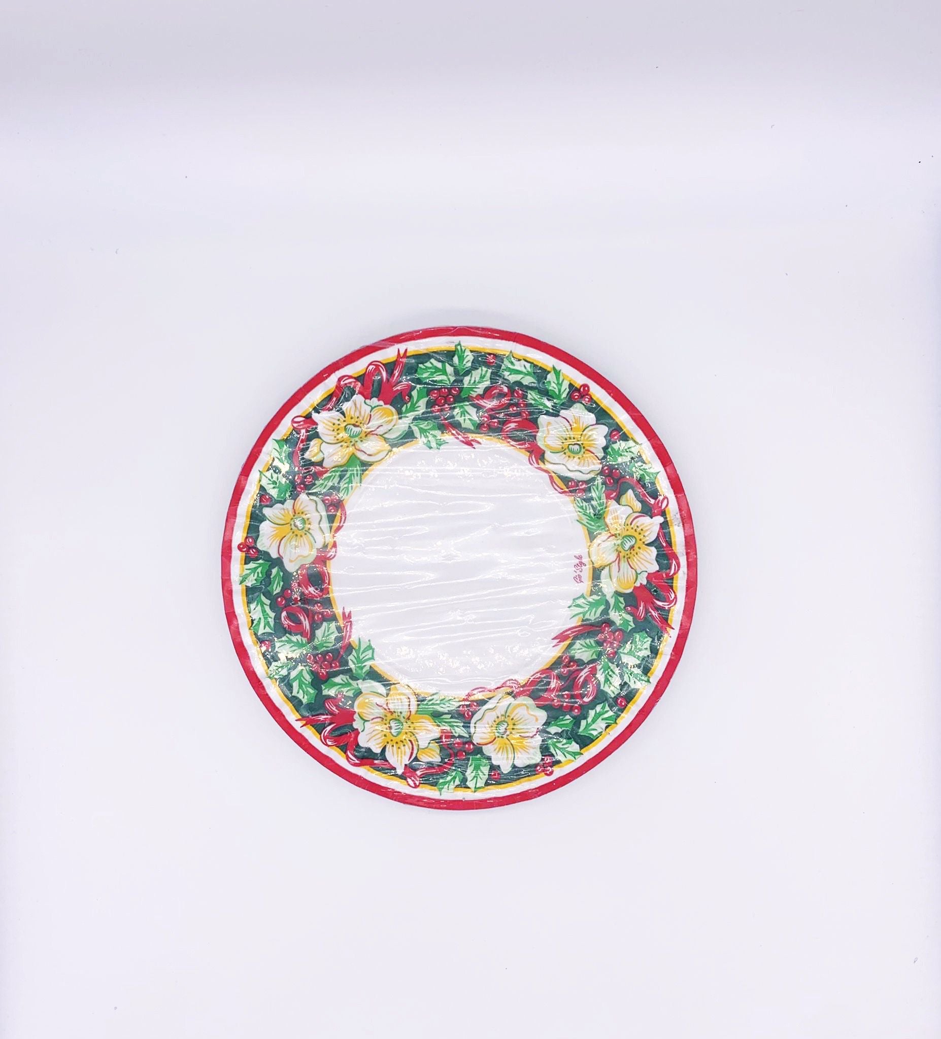 Piatti Di Carta Fondi Natalizi Con Motivo Floreale 18CM 10PZ.