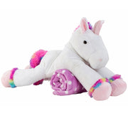 Peluche Unicorno Bianco 67cm Con Coperta Rosa