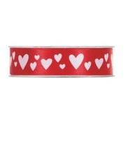 Nastro In Raso Rosso Cuori 25mmx25m