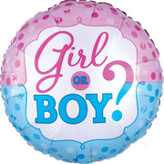 Palloncino Metalfoil Tondo Rosa E Azzurro Baby Shower Girl Or Boy 18" 46cm