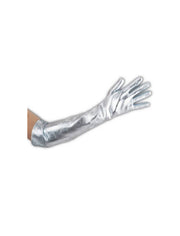 Guanti Lunghi Argento Carnevale 50cm