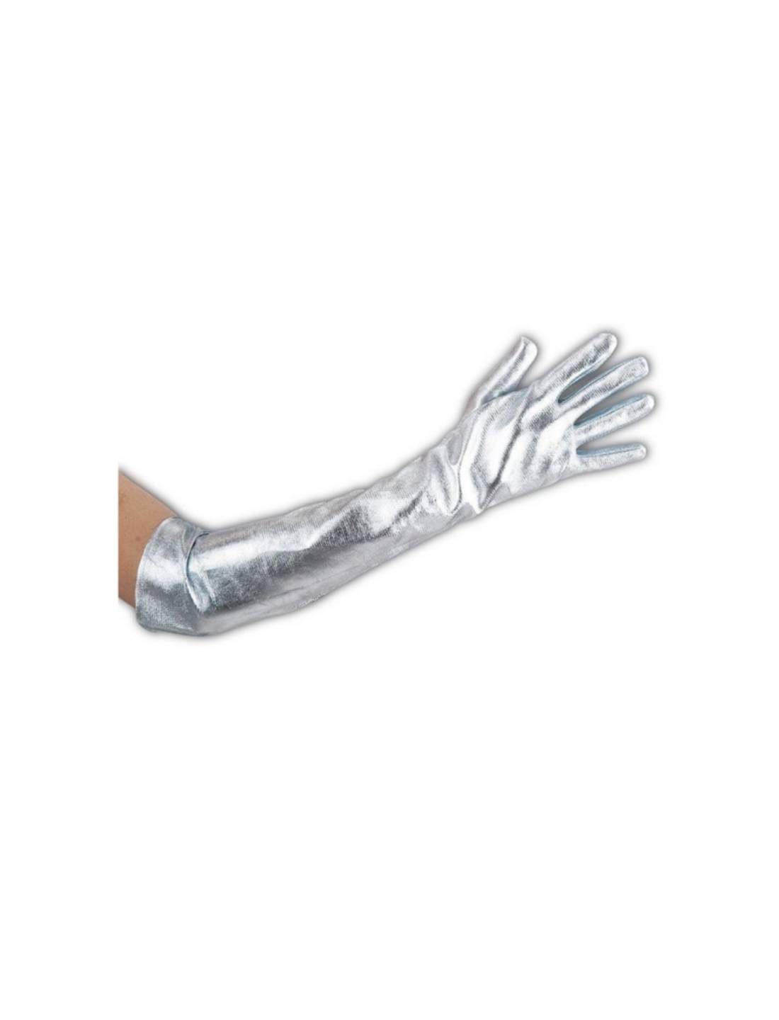 Guanti Lunghi Argento Carnevale 50cm