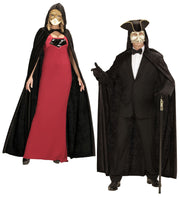 Mantello Nero Con Cappuccio In Velluto 150cm Halloween E Carnevale