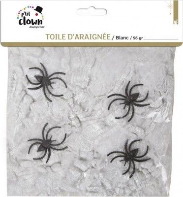 Decorazione Di Halloween Ragnatela Bianca Con 4 Ragni 20gr