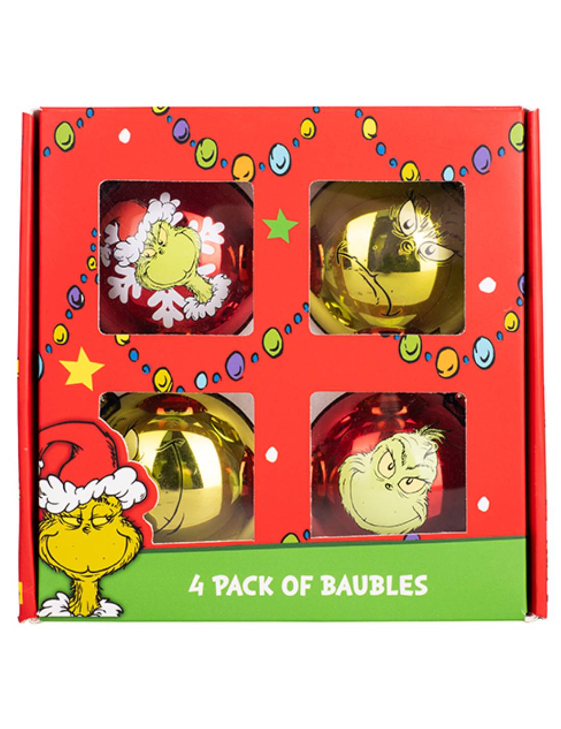 Set 4 Palline Albero Di Natale Grinch 8cm