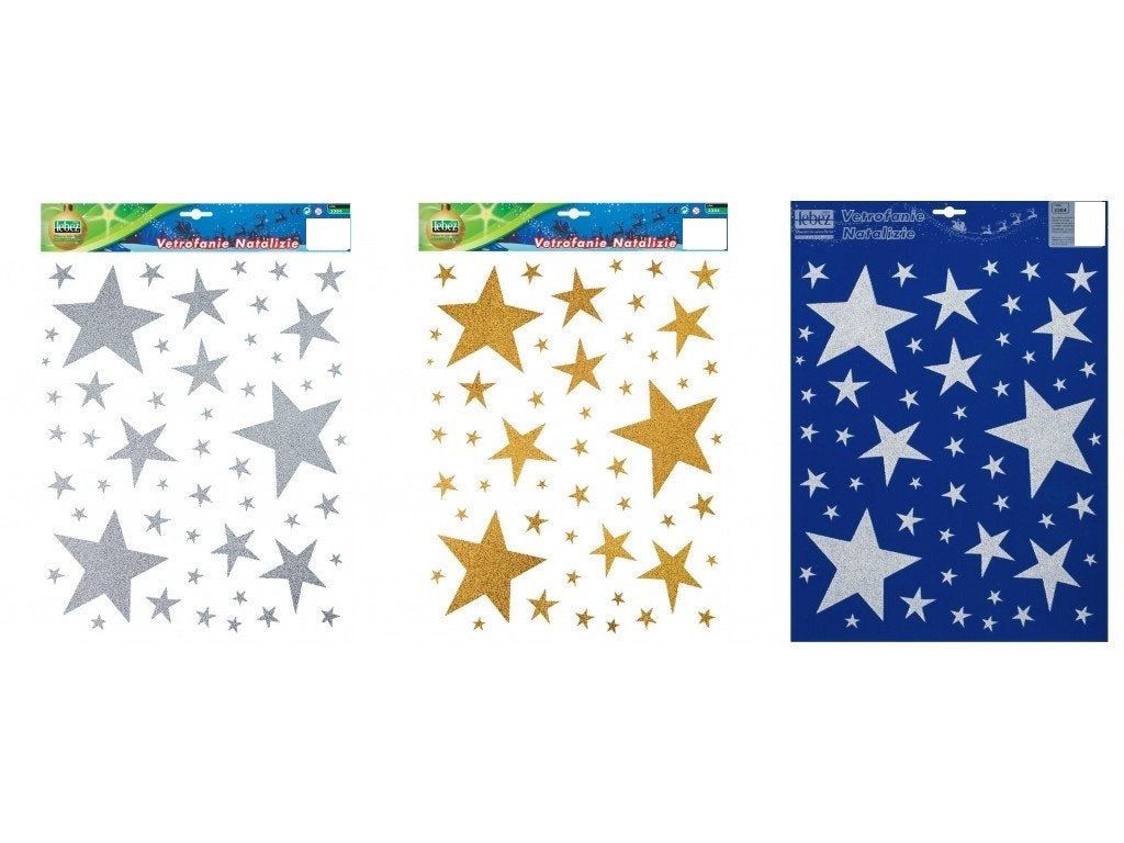 Adesivi Natalizi Stelle Oro E Argento Glitterate Vetrofanie