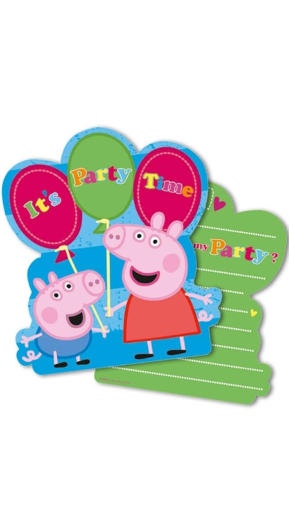 Blocco Inviti Festa Compleanno Peppa Pig Con Buste 6pz