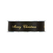 Nastro In Tessuto Nero E Scritta "Marry Christmas" 25mmx25m