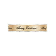 Nastro In Tessuto Oro E Scritta "Marry Christmas" 15mmx25m