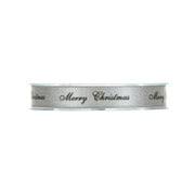 Nastro In Tessuto Argento E Scritta "Marry Christmas" 15mmx25m