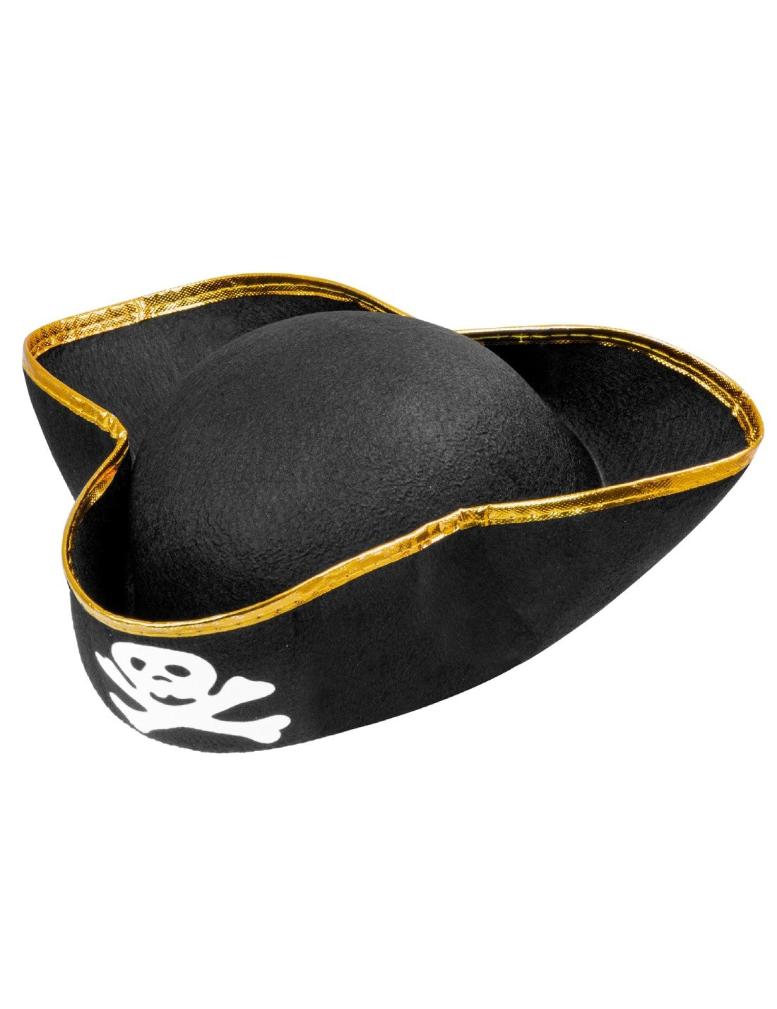 Cappello Tricorno Da Pirata In Feltro Nero Con Teschio