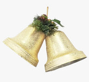 Addobbo Albero Di Natale Campane In Oro Con Agrifoglio 17cm