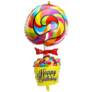 Palloncino Metalfoil Compleanno Lecca Lecca Arcobaleno 40" 102cm