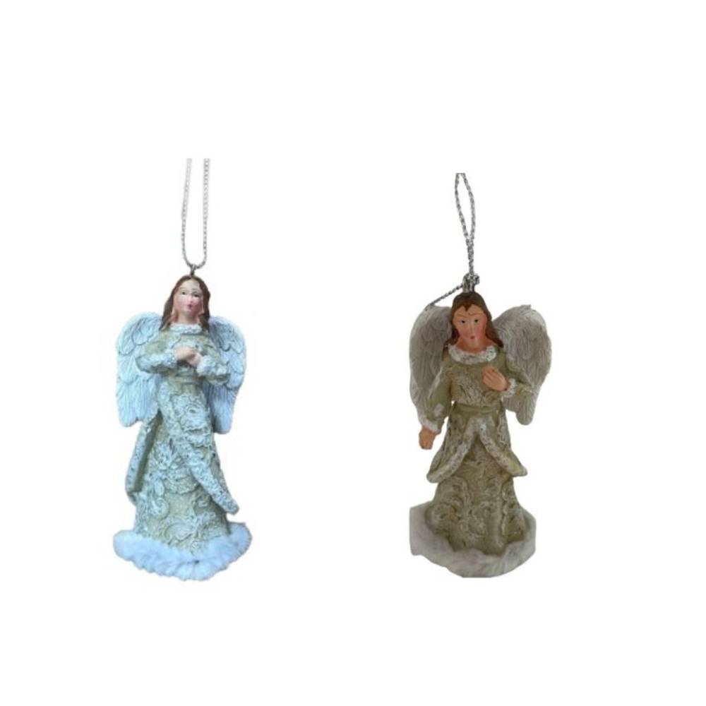 Addobbo Albero Di Natale Angelo Bianco In Resina 10CM