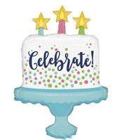 Palloncino Metalfoil Torta Compleanno Azzurra 38" 84cm