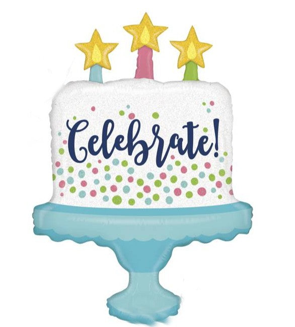 Palloncino Metalfoil Torta Compleanno Azzurra 38" 84cm