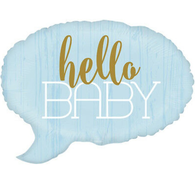 Palloncino Metalfoil Azzurro Vignetta Baby Shower Hello Baby 24" 61cm