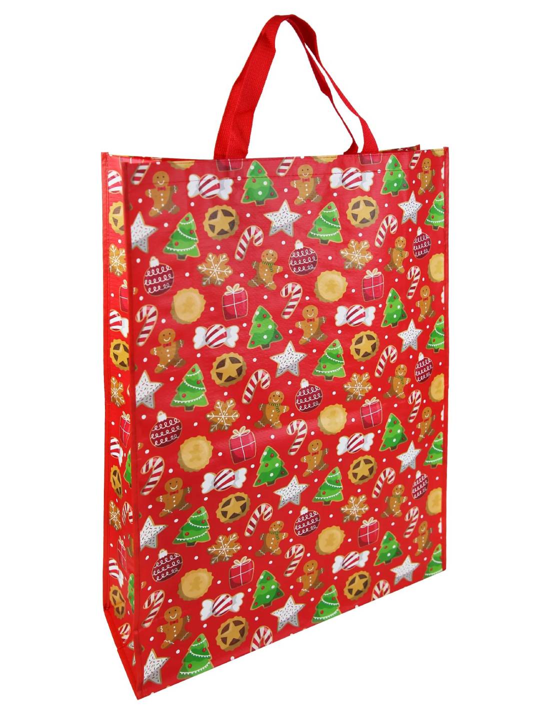 Busta Sacchetto Regalo Natalizia Rossa Decorata 70cm