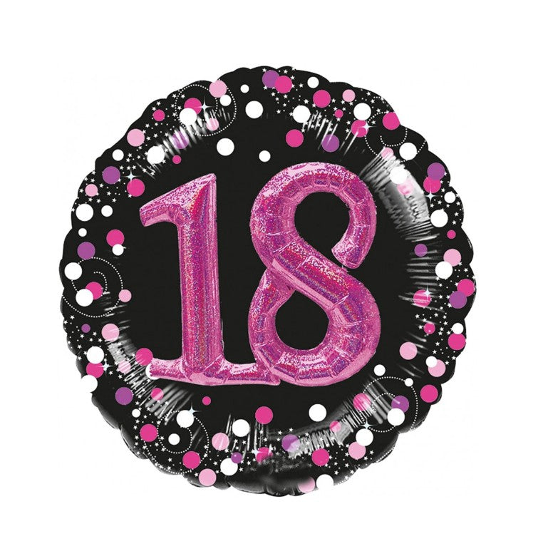 Palloncino Metalfoil 18 Anni Nero E Rosa 32" 81cm