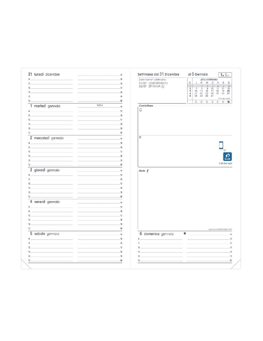 Ricambio Per Agenda Settimanale 12 Mesi 2026 Quo Vadis Ital B