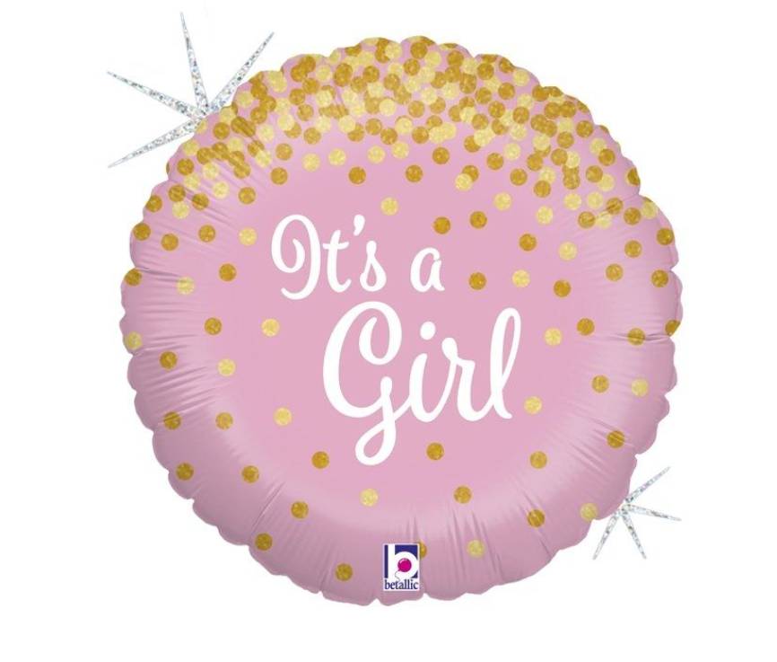 Palloncino Metalfoil Rosa It's A Girl 18" 46cm