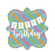 Palloncino Metalfoil Happy Birthday Righe Multicolor 18" 46cm