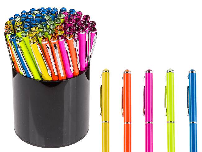 Penna in Metallo Neon con Swarovski Colori Assortiti