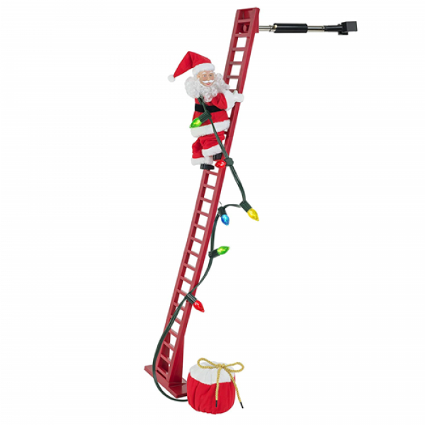 Babbo Natale che Sale su Scala con Luci 110 cm