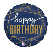 Palloncino Metalfoil Happy Birthday Blu Navy 18" 46cm