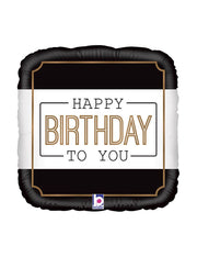 Palloncino Metalfoil Happy Birthday Quadrato Nero 18" 46cm
