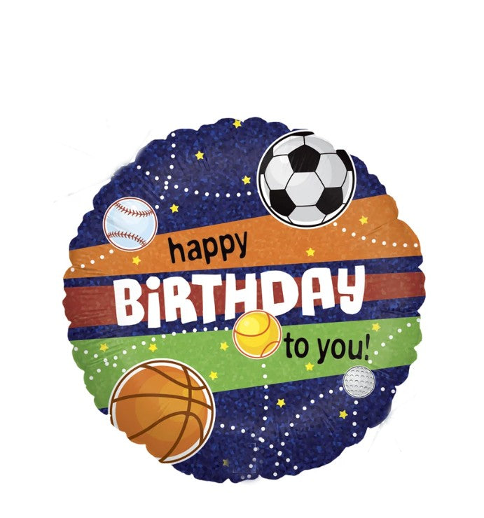 Palloncino Metalfoil Nero Happy Birthday Sport 18" 46cm