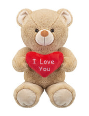 Peluche Orso Teddy Beige San Valentino Seduto Con Cuore 30cm