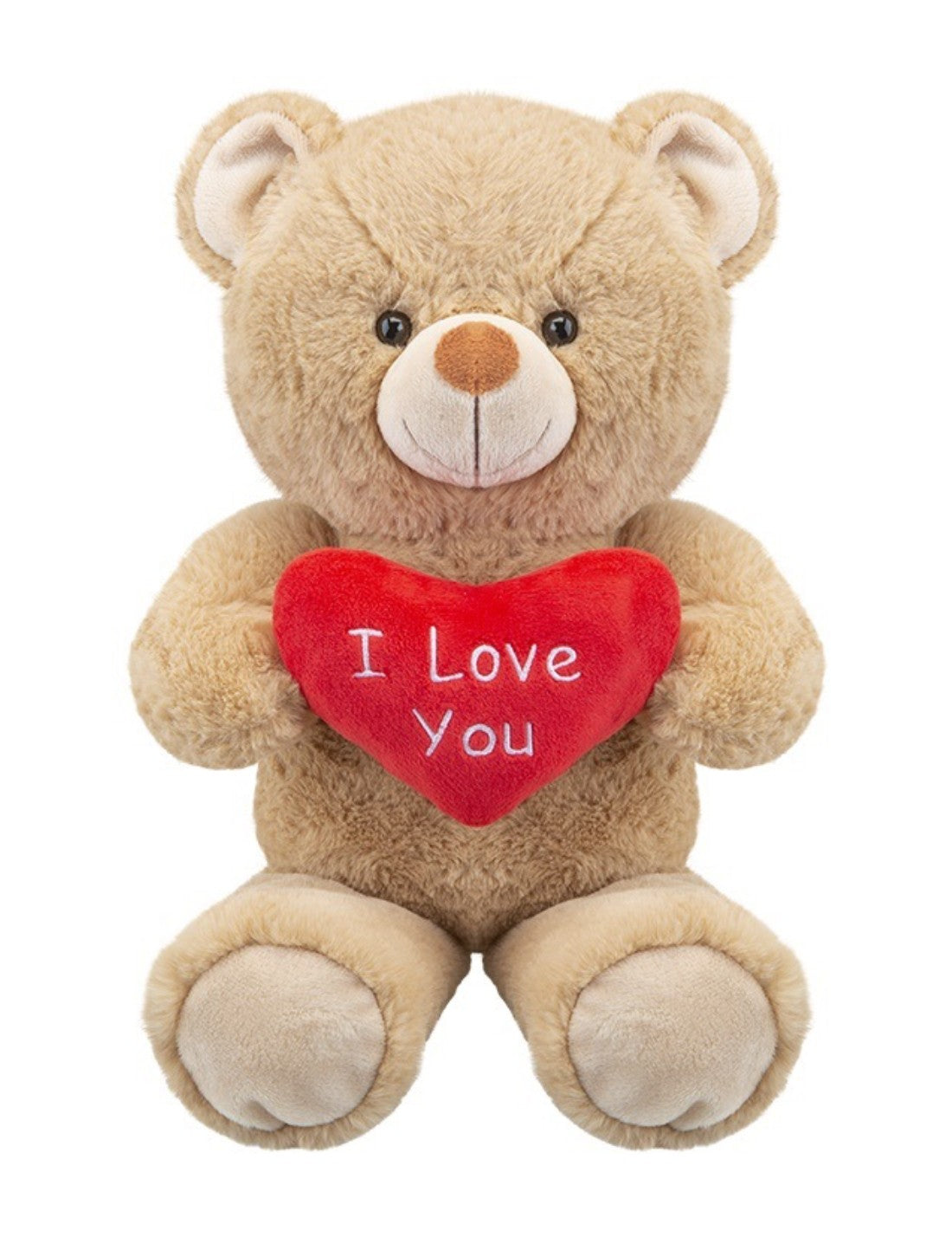 Peluche Orso Teddy Beige San Valentino Seduto Con Cuore 30cm